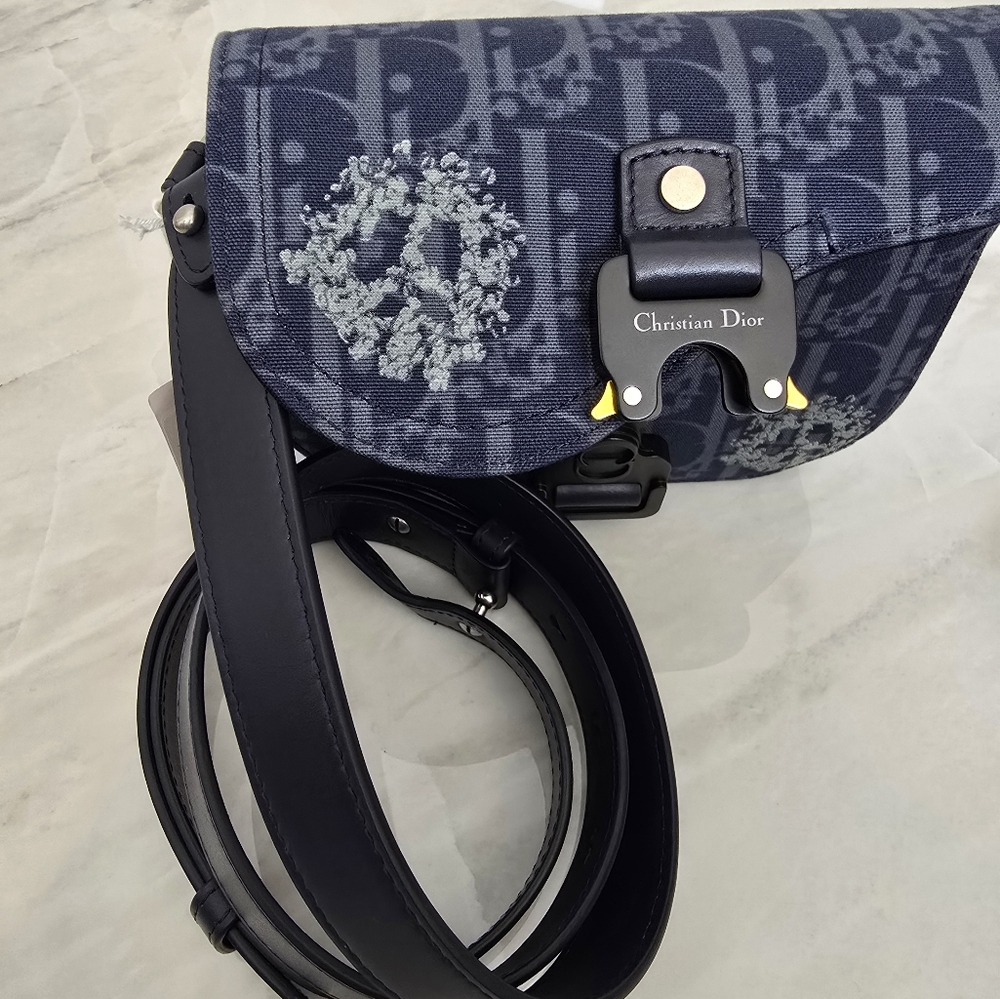 🔥RARE🔥Dior x Denim Tears Collab Blue Saddle Bag - Picture 6 of 12